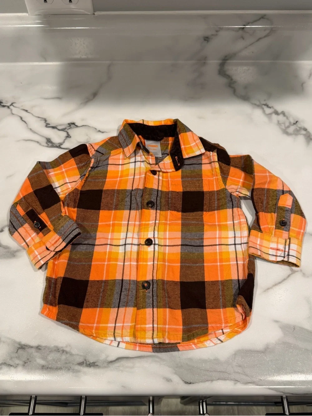 Gymboree Toddler Orange Plaid Flannel Button-Up Shirt